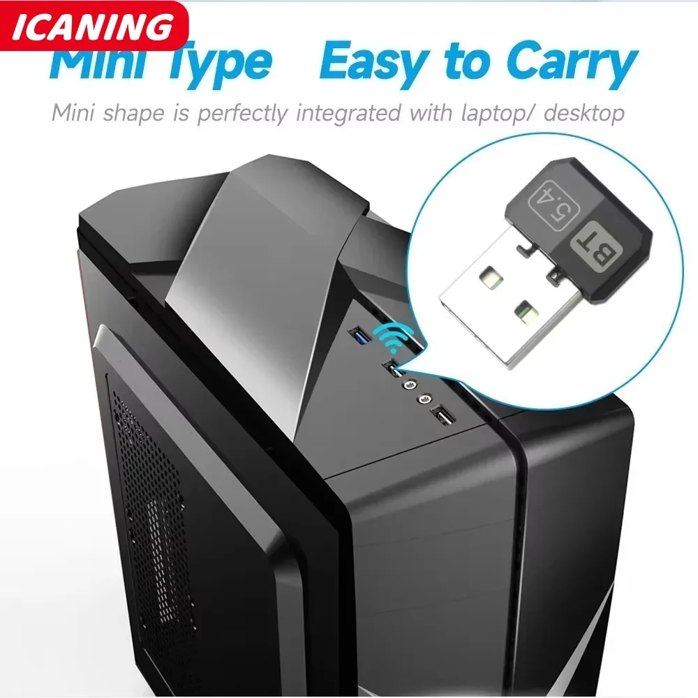 Adattatore dongle USB ricevitore Bluetooth 5.4 per PC Trasmettitore audio mouse wireless Driver Bluetooth 5.0 gratuito per Win 10/11