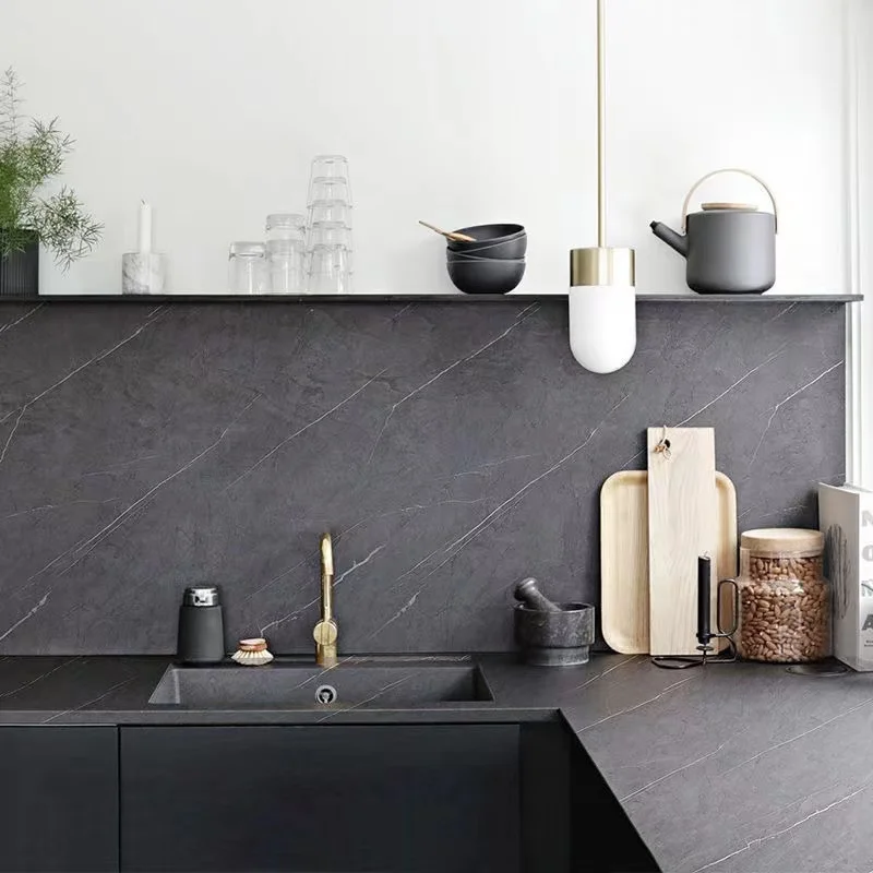 Thicken Matte Black Marble Sticker Wallpaper Self-adhesive Kitchen Oil-proof Desktop Cabinets Countertops Table Furniture Decor