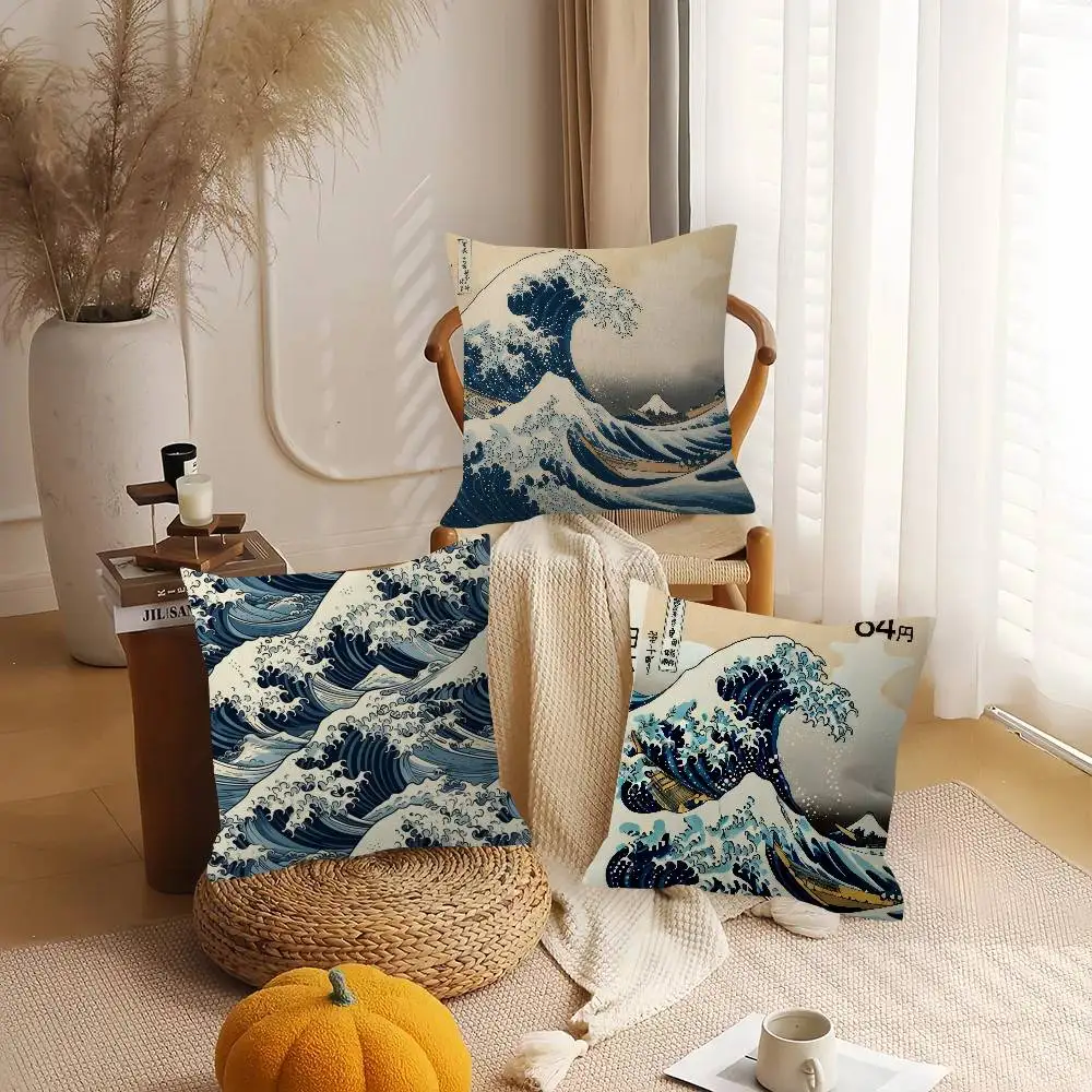 Great wave of Kanagawa   Personalized picture text home decorative pillows Household Gifts 45x45cm