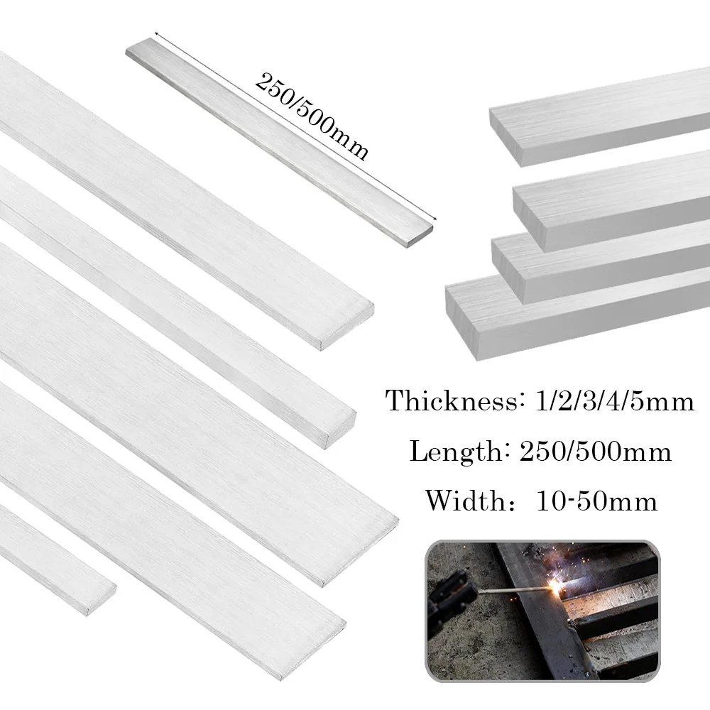 1pcs 304 Stainlesss Steel Flat Bar ,Length250/500mm,Brushed Finishing Trim Strips Sheet for DIY Kitchen,Home Repair Craft Making