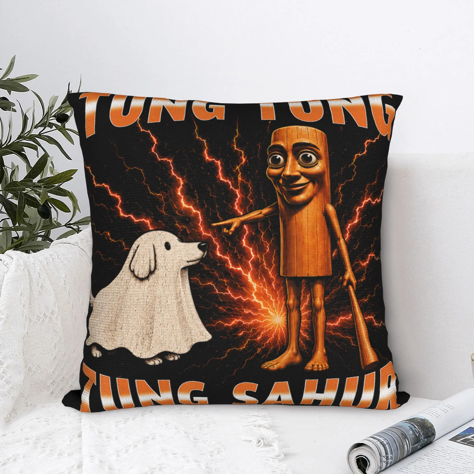 Pillow Cover Tung Tung Tung Sahur Calling Dance Halloween Meme  Kawaii Pillow Case For Couch Sofa Bedroom Pillowcases