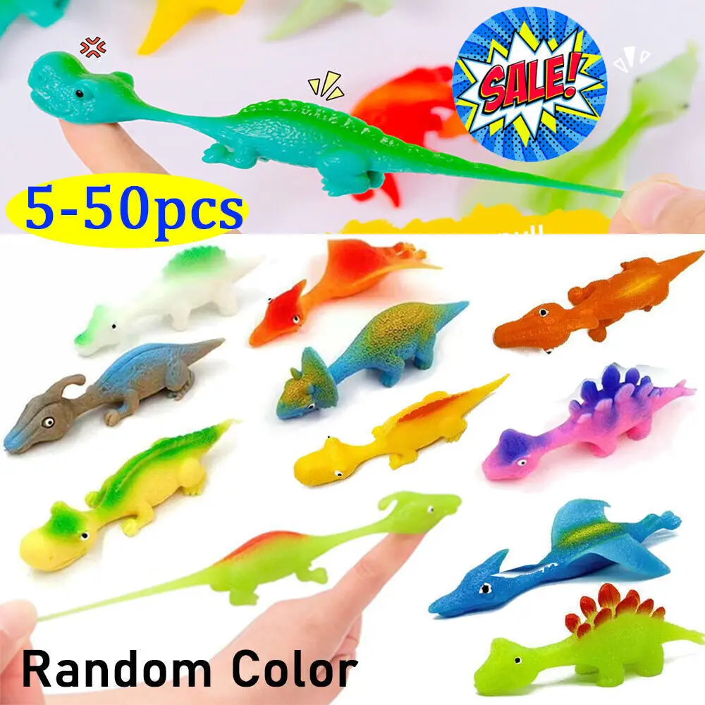 10Pcs Sgshot Dinosaur Fingers Toys Flight Games Stress-Resistant Elastic