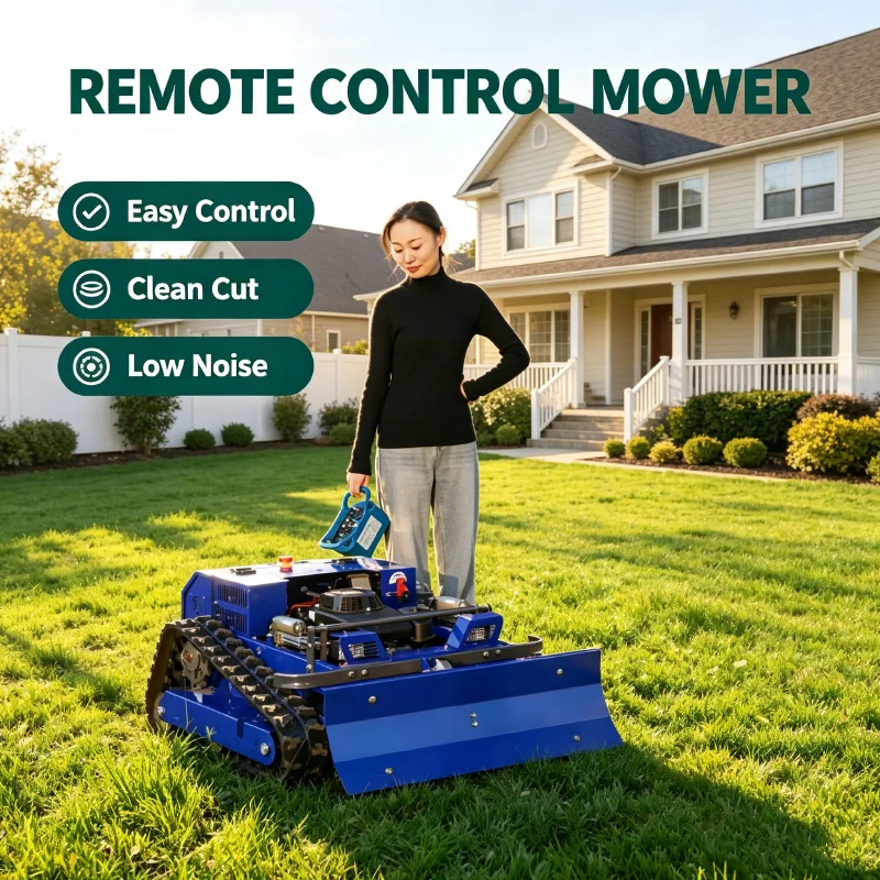 Customized CE EPA Rubber Track Tracked Remote Lawn Mower LithiumIon Crawler Brush Cutter For Slope Grass Trimming