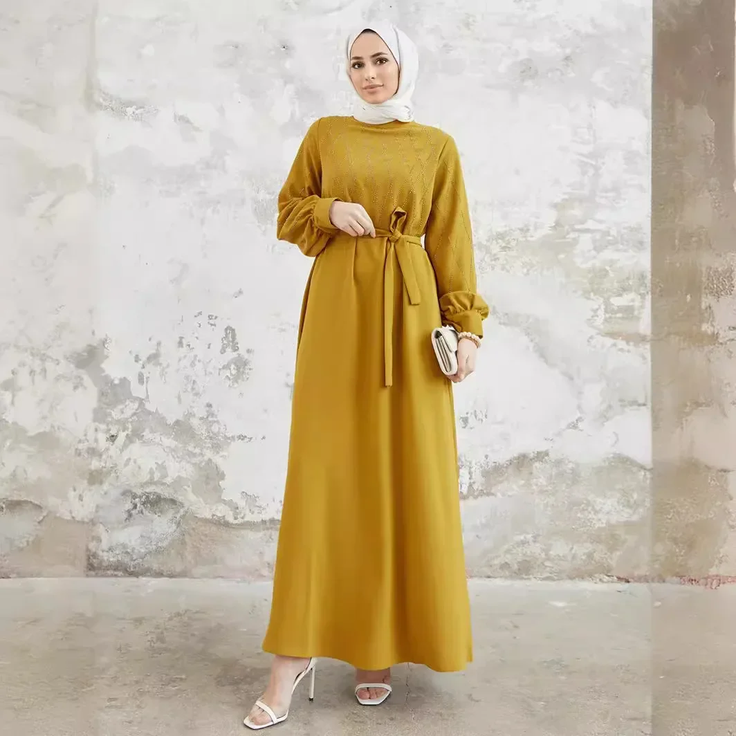 Ramadan Jalabiya Women Long Dress Sashes Abaya Kaftan Eid Muslim Morocco Arabic Robe Dubai Abayas Islam Party Vestidos Dresses