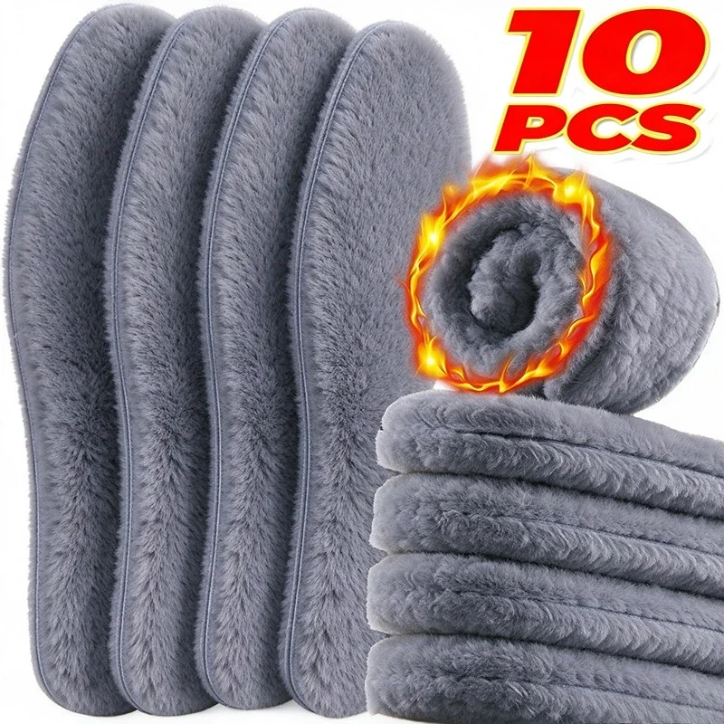Shoe Insoles Thick Warm Winter Boot Inserts Soft Fluffy Plush Cold Weather Foot Pads Breathable Sweat Absorbent Sneaker Pads