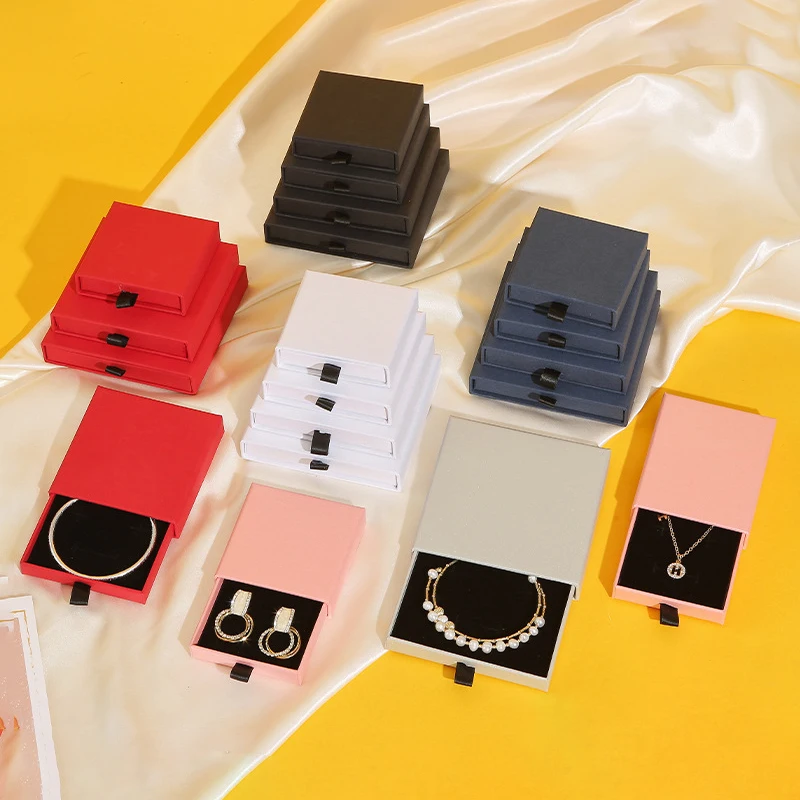 1 قطعة درج الورق الأسود سميكة كرافت صندوق تعبئة المجوهرات بطاقات المعايدة قلادة سوار هدية حزمة صناديق هدية حفلة