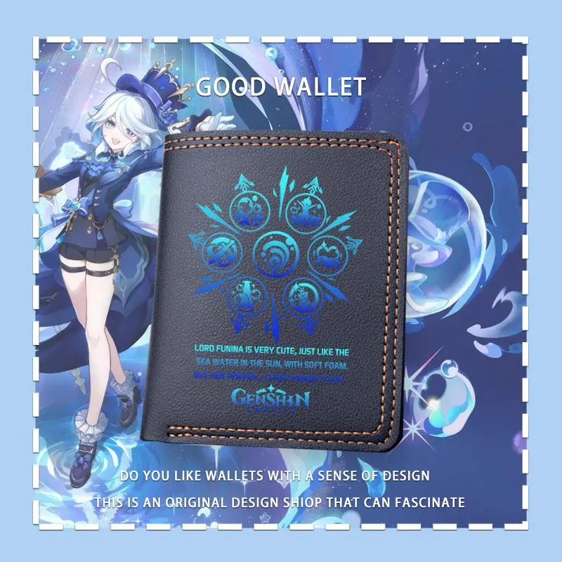 Anime Game GS Impact Cosplay Furina Focalors Merch Wallet Purse Moneybag Gifts Casual Student Unisex Kawaii Cute Souvenir