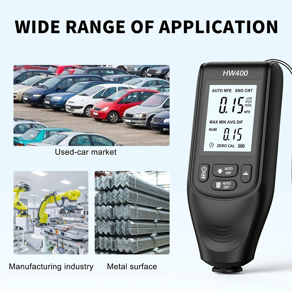 Imagem -06 - Pintura do Carro Revestimento Medidor de Espessura Galvanizar Revestimento de Metal Medidor de Espessura Tester 02000um para fe Nfe Hhw400