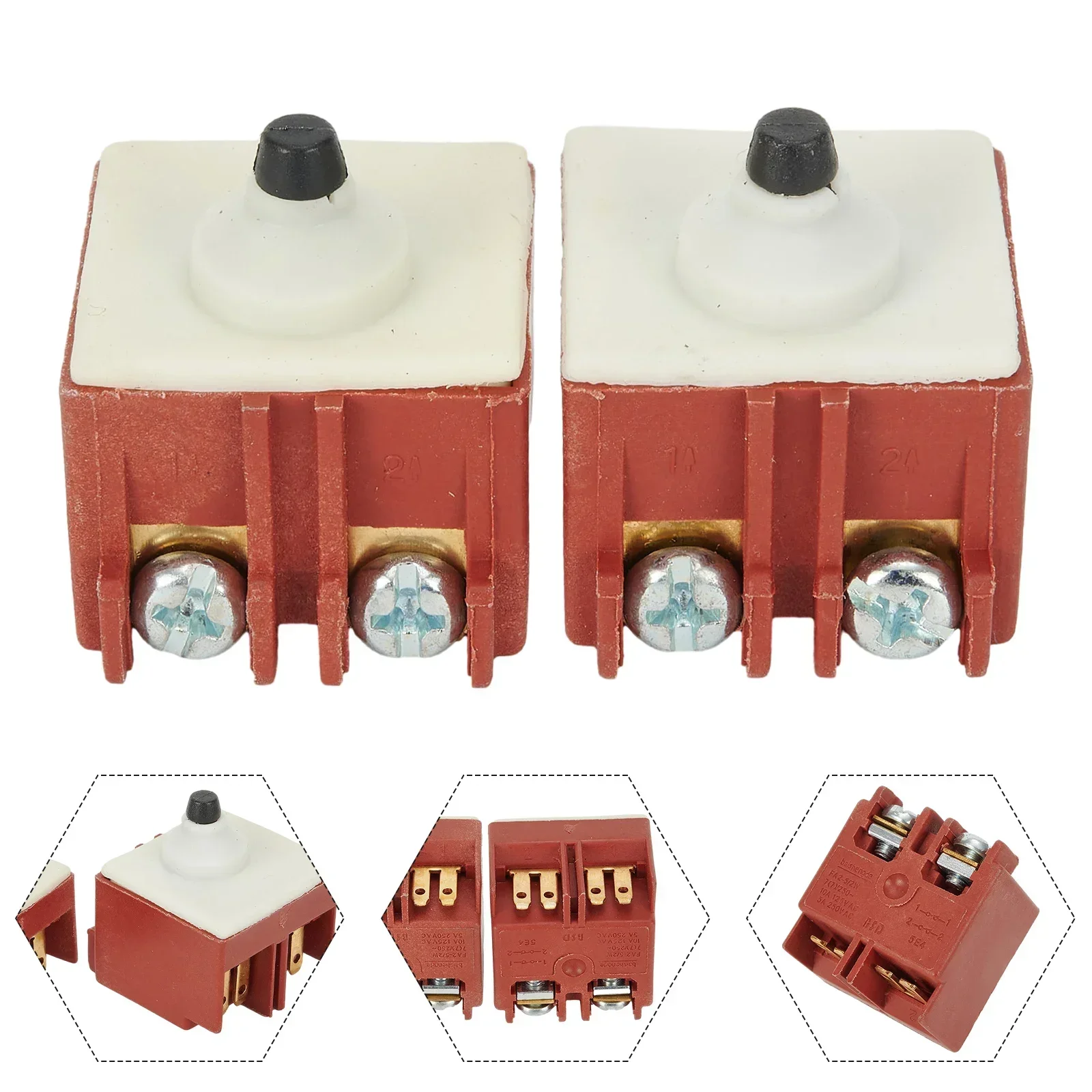 2pcs Angle Grinder 250V 5A Push Button Switch Momentary Contact For Bosch GWS6/8-100 TWS6600 Angle Grinder Power Tool Access