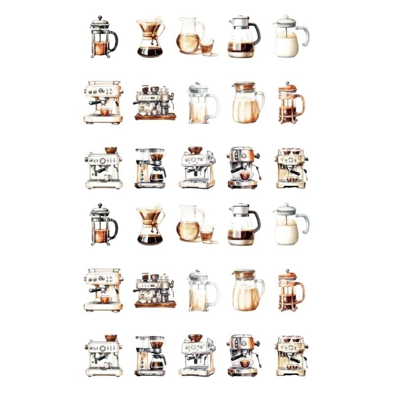 

30 Sheets Coffee Girl Character Sticker Water Bottle Sticker Coffee House Series Decorative Sticker for Scrapbooking