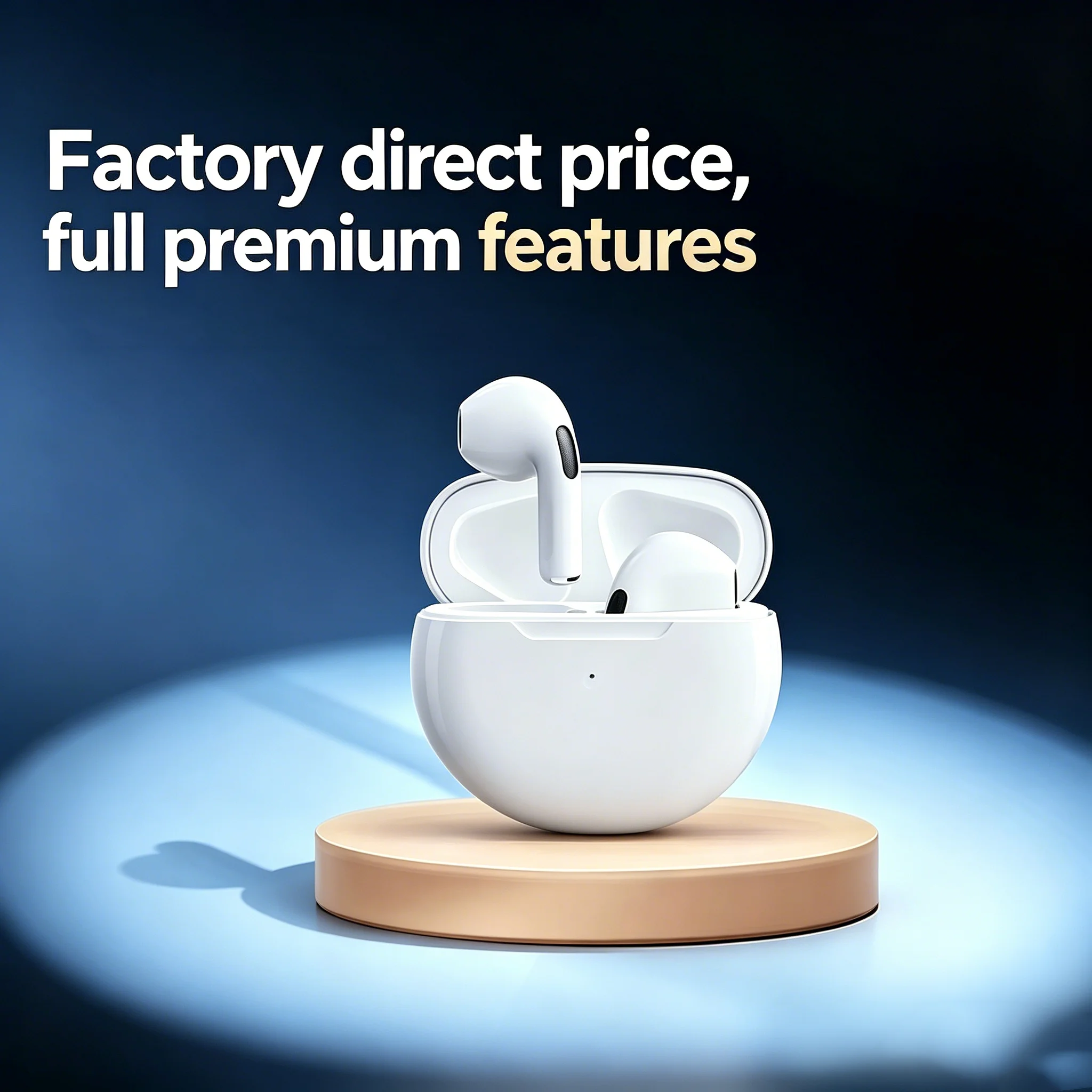 Factory Direct Hot Sale Pro6 TWS Wireless Bluetooth Earbuds, 6 Macaron Pastel Colors Half In Ear Headphones, Ultra Light Comfort