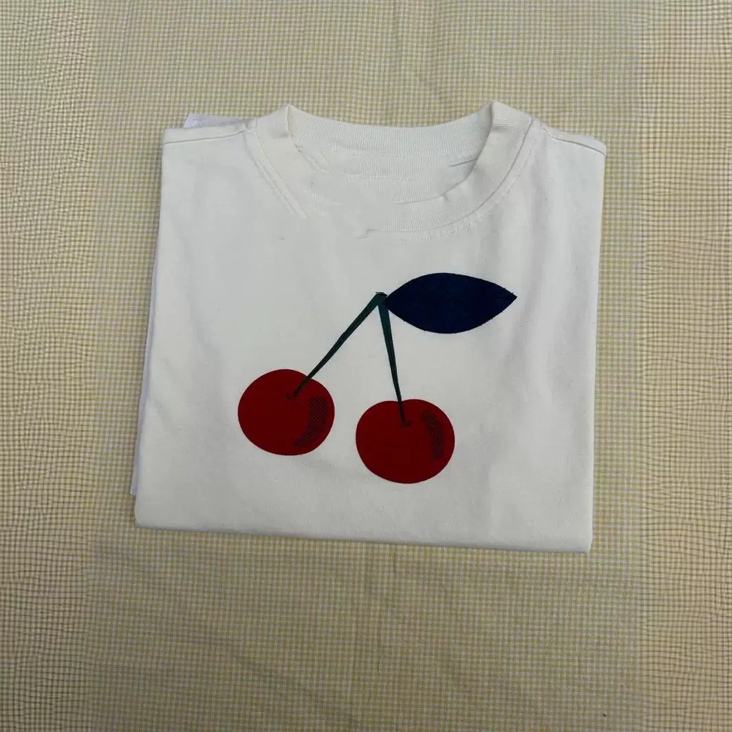 2025 spring and summer new bp pure cotton soft girls and boys printed colorful big cherry T-shirt