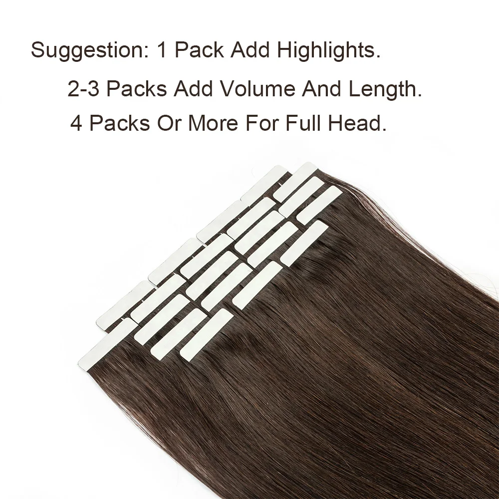 Tape In Hair Extensions Menselijk Haar Donkerbruin #2 Naadloze Tape In Hair Extensions Onzichtbare Hair Extensions Voor Vrouwen 50 G/pak