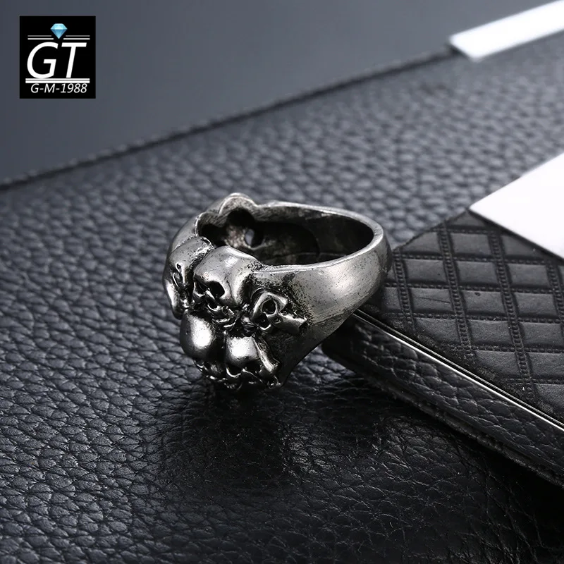 1pcs Hot Selling multi-size Titanium Steel Skull Head Ghost Head ring, Fashionable Commuting Domineering Punk Style Accessory