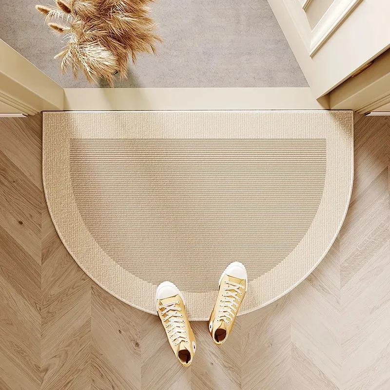 VIKAMA French Cream Style Entrance Door Floor Mat, Semi-Circular Carpet, Door Foot Mat, Easy To Maintain, Home Decoration