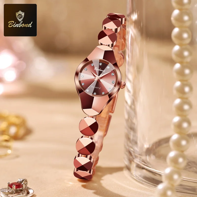 BINBOND New Fashion Quartz Women's Watches Luxury Stainless Steel Strap Waterproof Elegant Lady Bracelet Watch Relogio Feminino