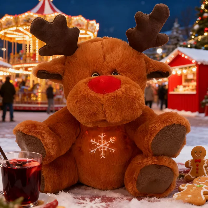 28 سنتيمتر تضيء إِلْكَة عيد الميلاد وسائد فخمة دمى الحيوان يضيء لعب هدايا للأطفال المفضلة السنة الجديدة ديكور عيد الميلاد احتفالي