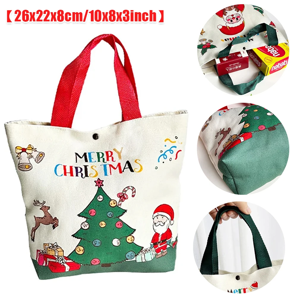 1PCS Christmas Bag Cartoon Santa Gift Bag Handbags Tote Bags Reusable Sailcloth Favors Gift Shopping Pouch Christmas Decor 선물 가방