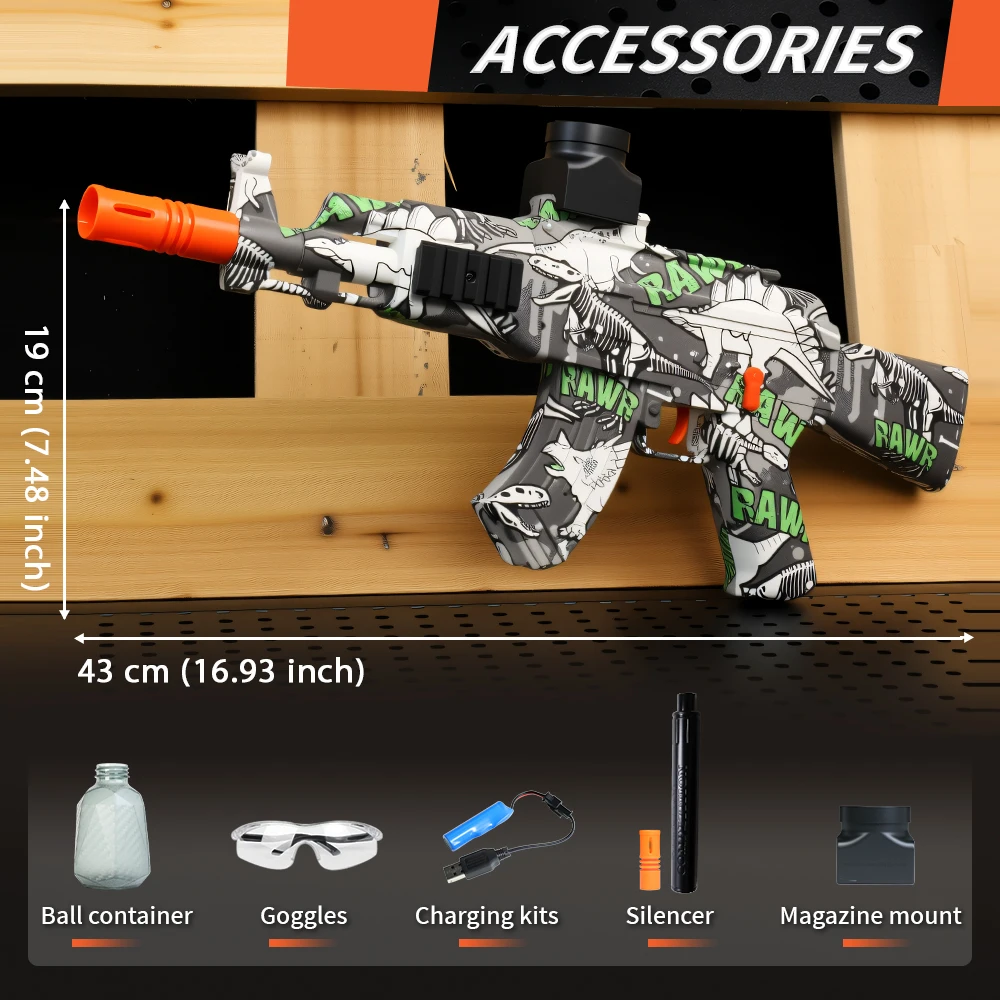 Blaster eléctrico recargable AK47 M416 - Acabado metálico - Pistola de juguete automática para exteriores para batallas de equipo - Ideal para vacaciones