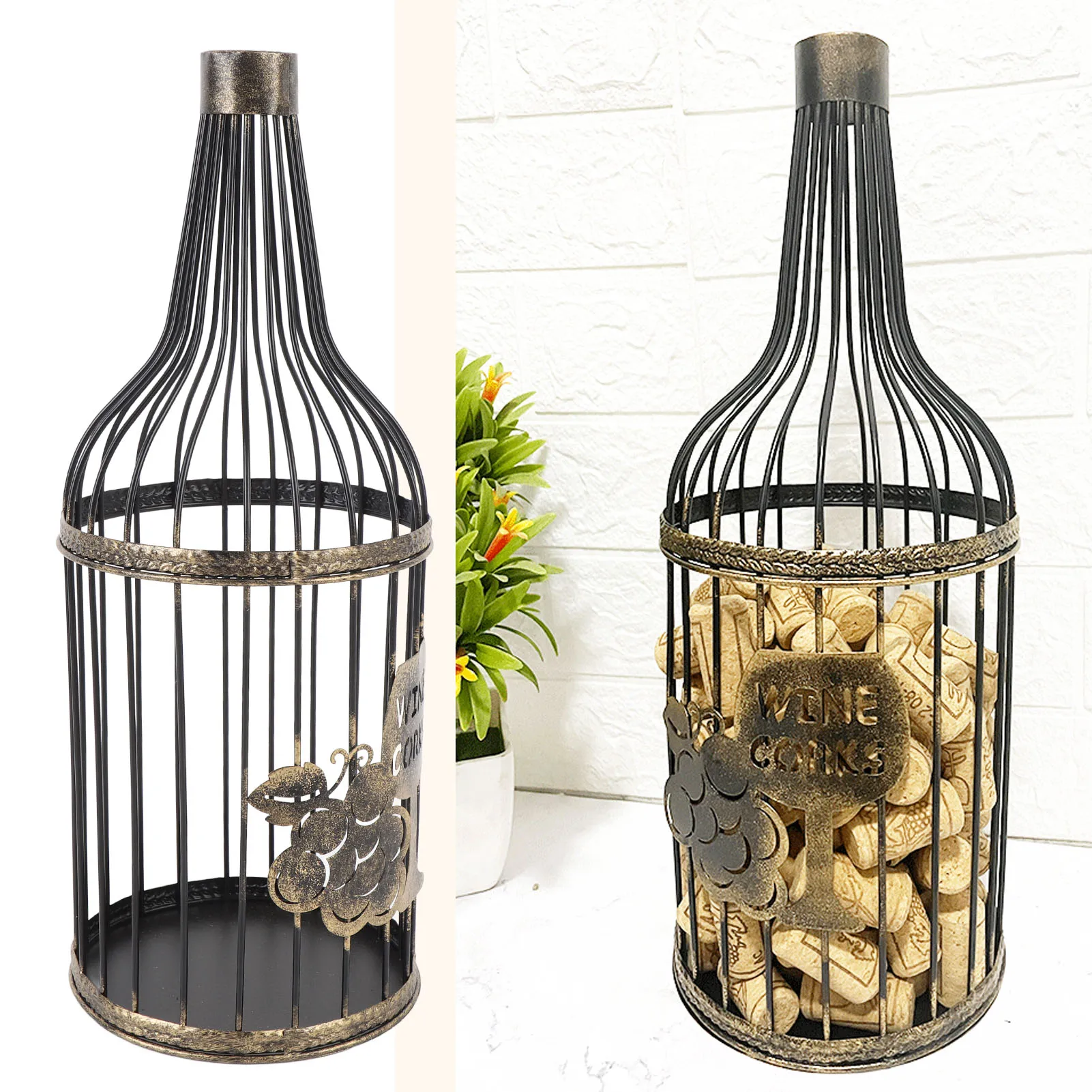 Weinkorkenhalter, Organizer aus Metall, Kapazität 60er Korken, Weinkorken-Sammler für Esszimmer, Schlafzimmer, Basteln, Ornament