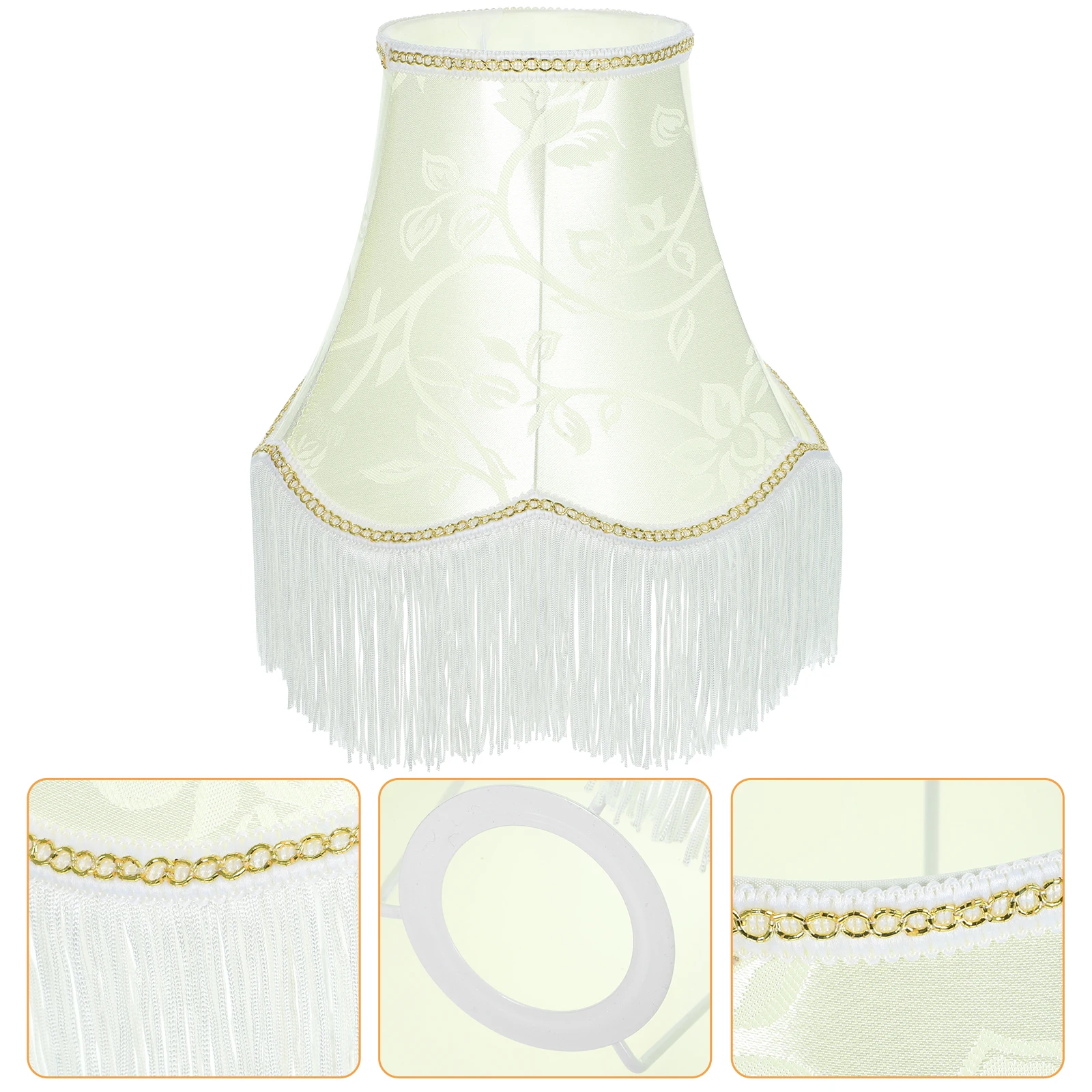 

Retro Fabric 13x25x19 Gold Flower Fringe for Table Bedroom Fringe Lampshades Living Room European TasselVintage