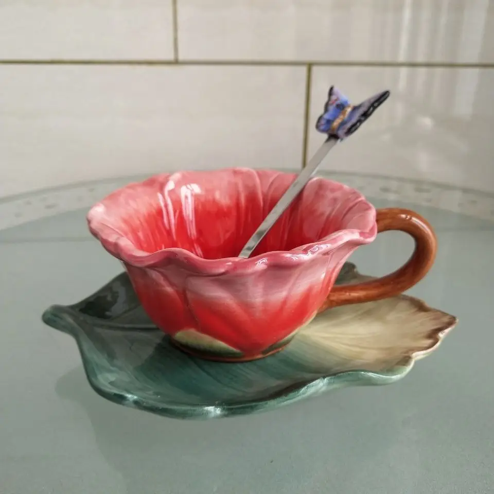 Creative 3D Dimensional Floral Ceramic Coffee Mug Modern Art Sunflower Teacup Drinkware Office Mug Couple Mug Home Decoration