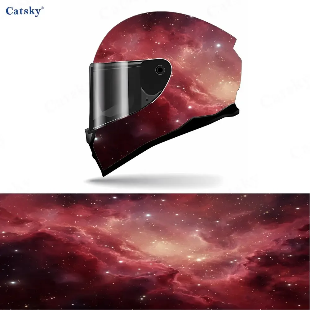Adesivo para capacete de motocicleta em material PVC Red Nebula, autoadesivo, à prova d'água, adere firmemente e não cai, à prova d'água e resistente 