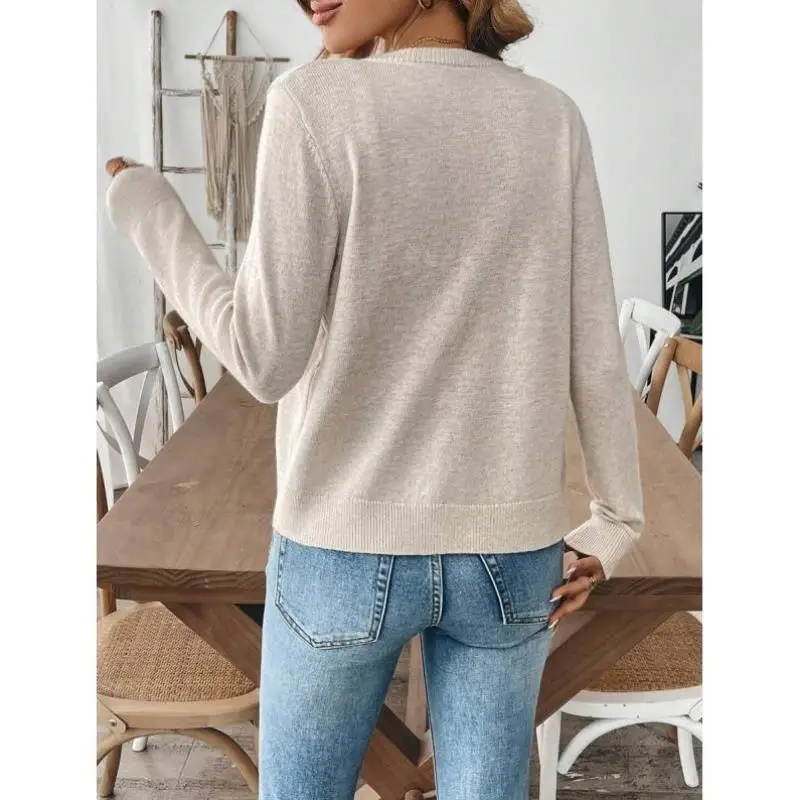 

Casual Long Sve Pure Color Open Cardigan Versatile Knwear Ciwalk Inner Wear Collar Coolmax Fiber Large Size Women