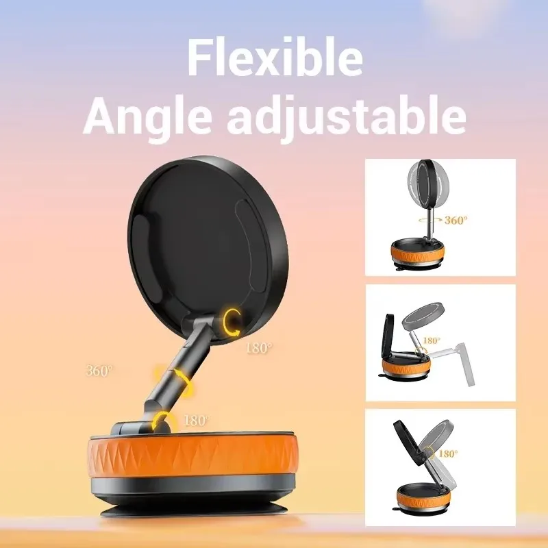 

360° Vacuum Suction Cup Magnetic Car Phone Holder For IPhone Xiaomi Huawei Universal Mobile Phone Mount Folding Stand