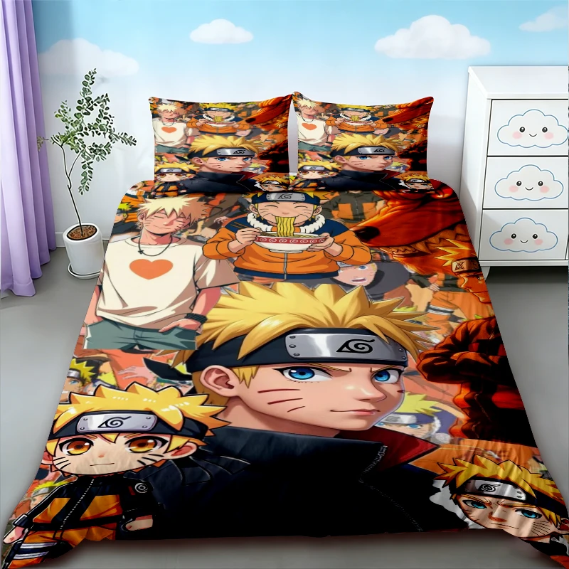 

Children Duvet Cover Naruto Anime Cartoon Bedding Set Quilt Cover Set Soft Comfortable Queen King Full Bedroom Decor Gifts