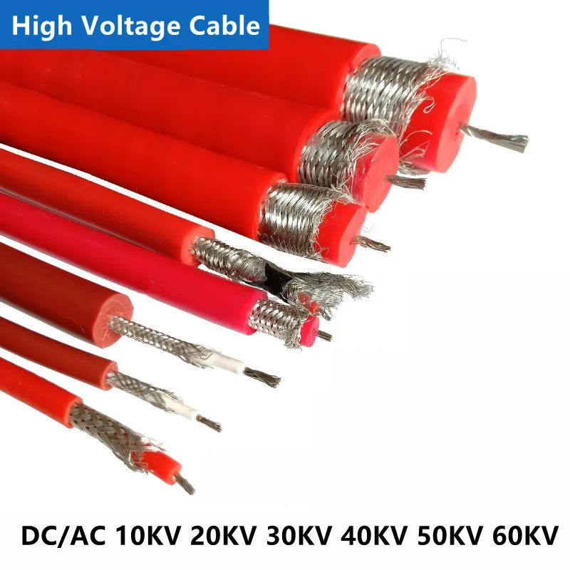 Silicone High Voltage Wire GYXZV shielded test cable AC/ DC 20/30/50KV100KV  18 17 15 13 11 AWG high-voltage cable test wire