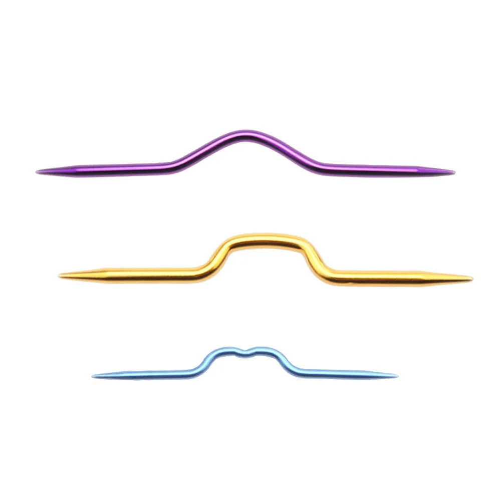 

IWOWHERO 3pcs Elastic Bands Curved Knitting Needles Cable Tapestry Weaving Tools Craft Supplies Metallic Line