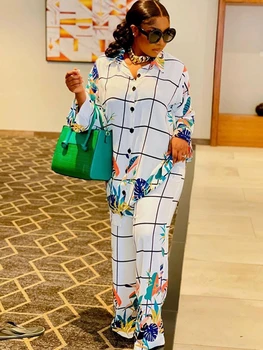 Set da donna 2 pezzi estate autunno camicia a maniche lunghe camicetta top e pantaloni abiti abiti moda ufficio signora set coordinati outfit