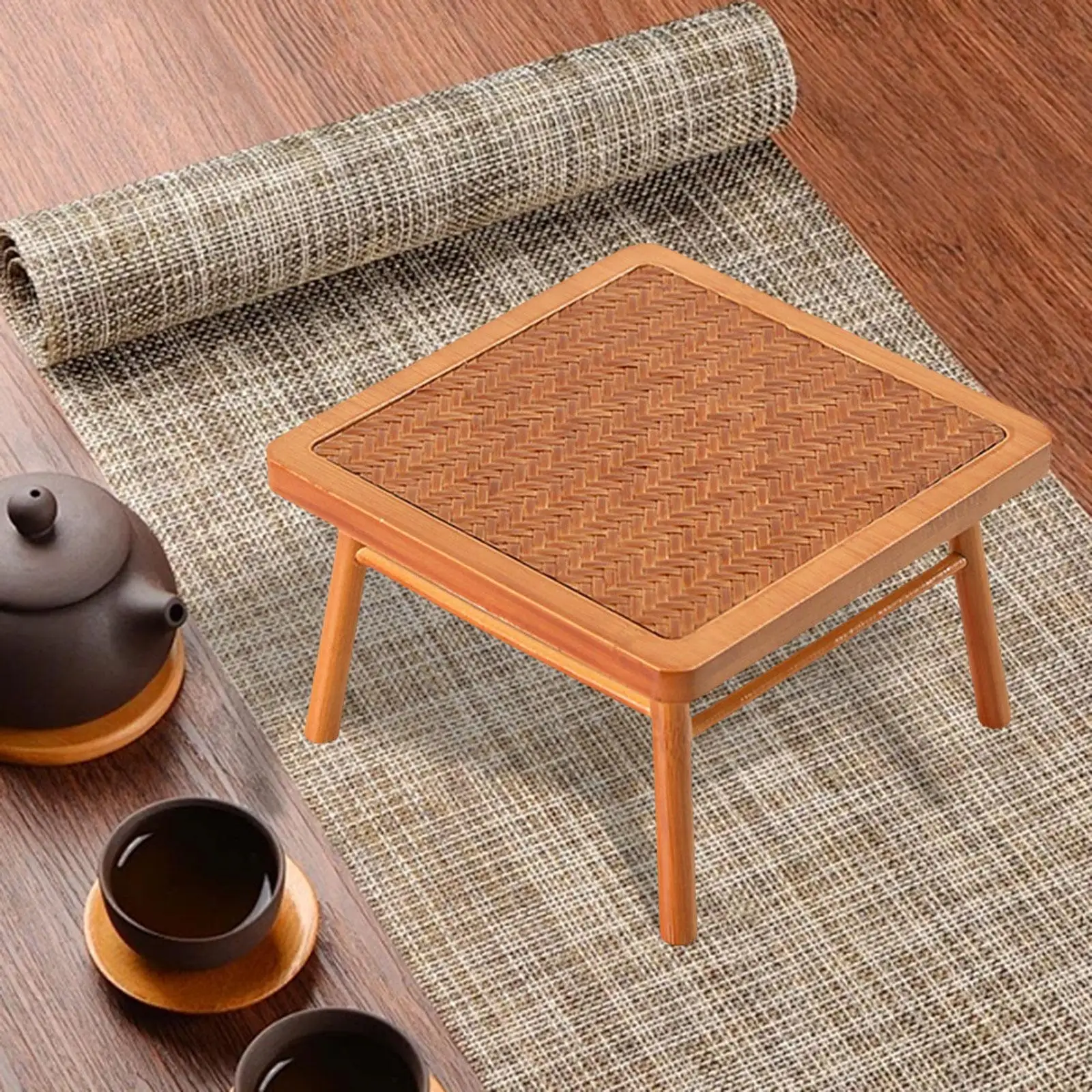 Scrivania per casa delle bambole Giocattolo per bambini Micro paesaggio Mini modello Tavolo in bambù per sala studio Sala da pranzo Giardino fatato Casa delle bambole Soggiorno