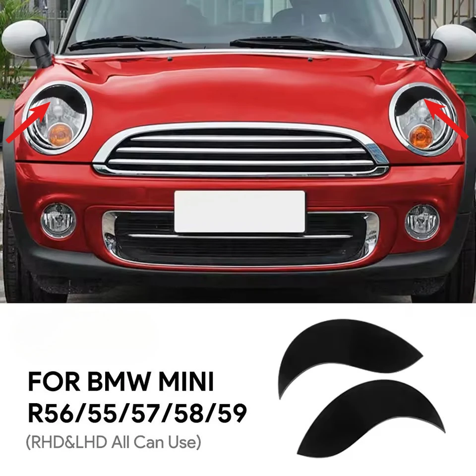 2pcs/set For Mini R55 R56 R57 R58 R59 ABS Car Headlight Eyelid Eyebrow Sticker Cover Eyelids Moulding Trim Styling Accessories