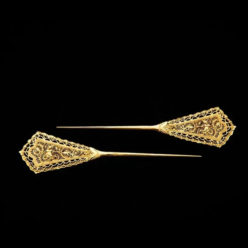 Ancient Gold Crafts Hollowed Out Tiara Exquisite and High Quality Palace Style Playful Up-do Hairpin Hair Jewelry for Women