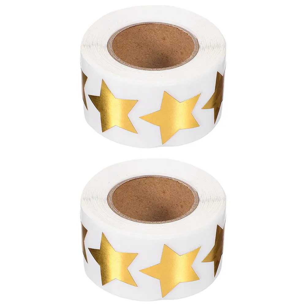 

2 Rolls Star Sticker Pentagram Prints Self-Adhesive Reward Stickers Removable for Classroom Kindergarten Teacher Incentive
