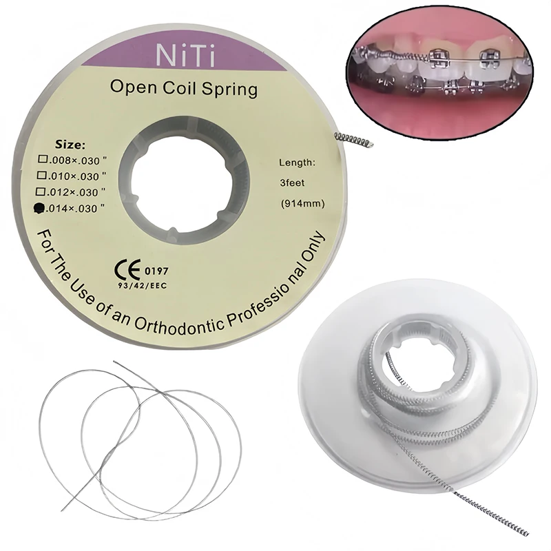 

Dental NiTi Orthodontic Open Coil Spring 3 Feet/914mm Orthodontic Brackets Braces Archwires 0.008 0.010 0.012 0.014 Dentist Tool