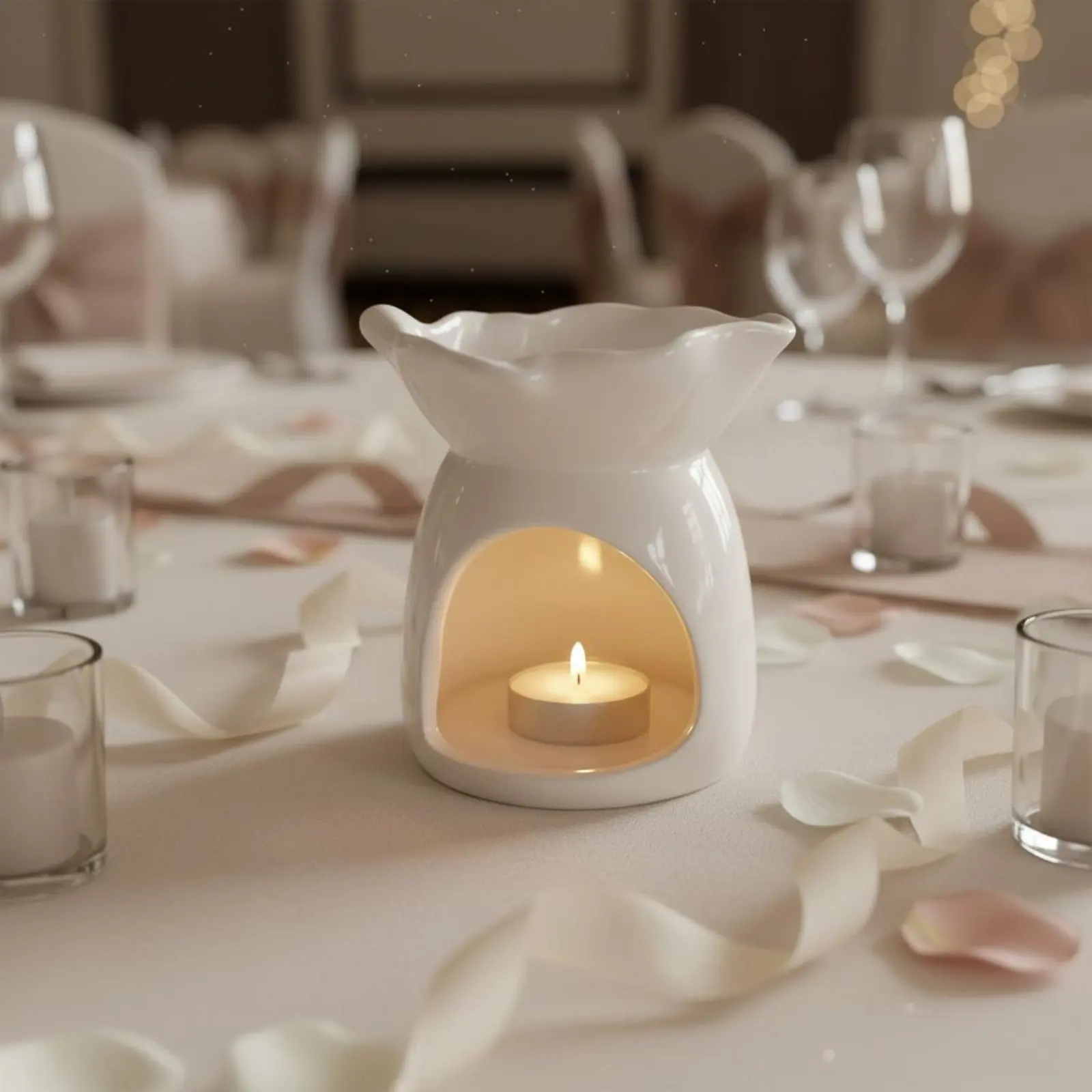 Heart Cutout Tealight Warmer Modern Design Ceramic Burner Tealight Essential Oil Dispenser Thoughtful Gift for Spa