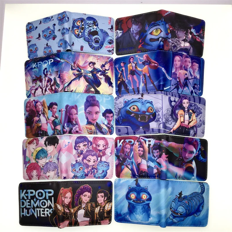 K-POP Demon Hunters Huntrix Rumi Mira Zoe Portafoglio corto in pelle PU Porta carte Portamonete per studenti Fan ​