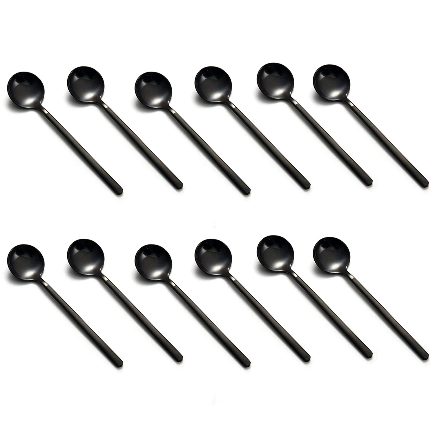 

Mini Dessert Spoons Coffee Spoons Black Plated Teaspoons Frosted Handle for Dessert Tea Ice Cream Cake Coffee Set of 12