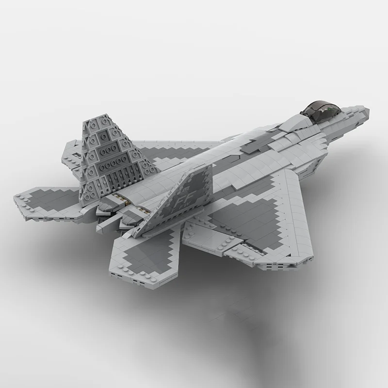 MOC Building Block 1:35 Scale F-22 Raptor Military Series Technology High Difficulty Aircraft Bricks Toy Collection Fighter Gift