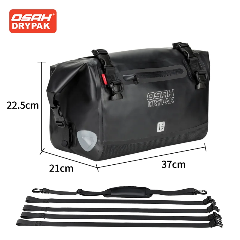 OSAH Grey Motorcycle Bag 15L Large Capacity Rear Seat Pack Helmet Bag Multifunctional Waterproof Crossbody Bag Riding Gears Pack