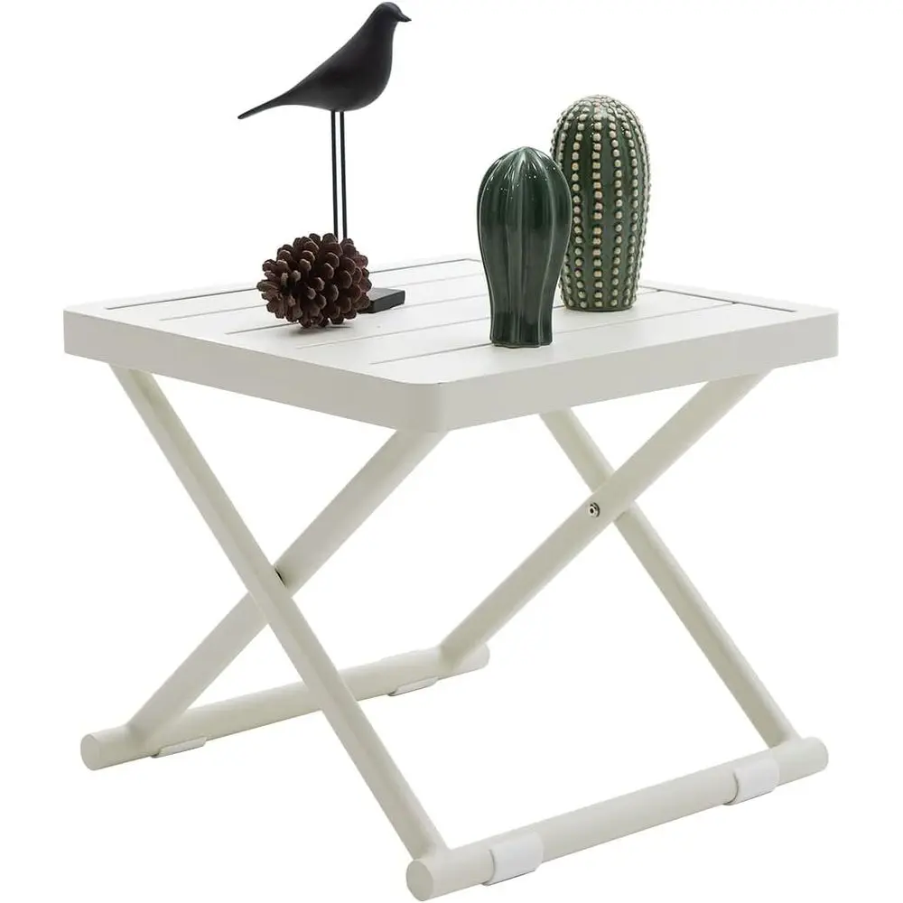 

Portable Outdoor Folding Side Table, Creamy White, Ideal for Patio, Camping, and Picnics