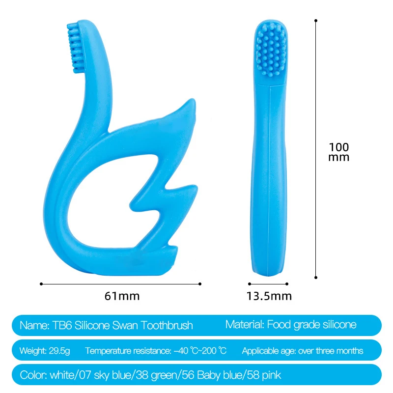 Cepillo de dientes de cisne de dibujos animados para bebé, período de dentición para masticar, látex, limpieza de dientes de leche, revestimiento de lengua, cavidad Oral, período de dentición para bebé