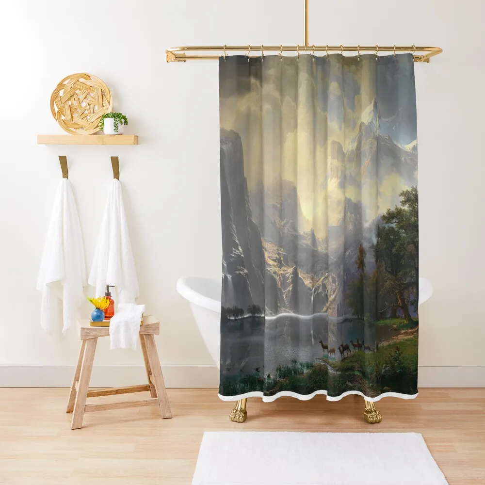 

Among the Sierra Nevada California by Albert Bierstadt, 1868 Shower Curtain Waterproof Bath And Anti-Mold Bathroom Decor Curtain