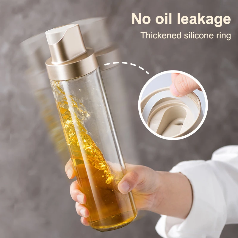 Glass Oil Bottle 500ml Auto Flip Cap Olive Oil Dispenser Kitchen Sauce Vinegar Condiment Bottle Cook Seasoning Jar Kitchen tools