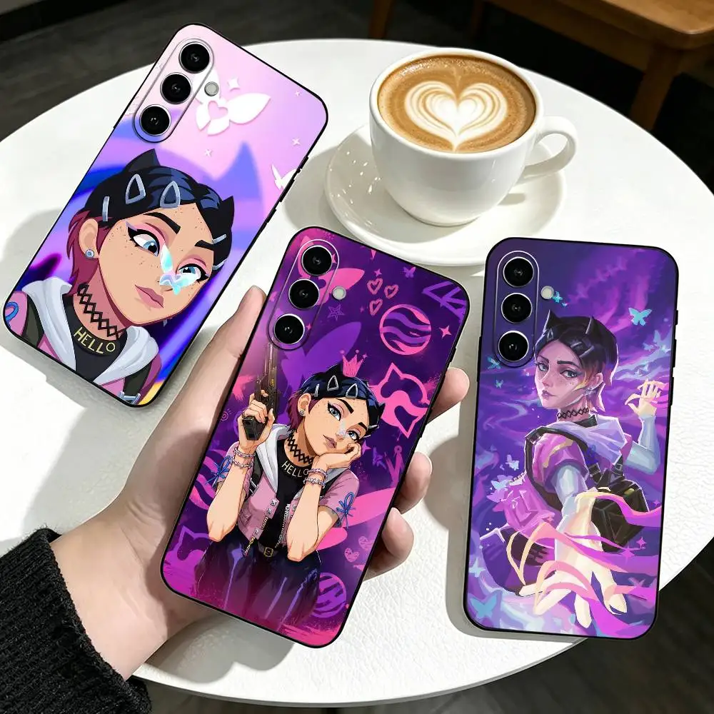 Popular V-Valorant C-Clove Game Phone Case For Samsung Galaxy A73,A72,A71,A70,A53,A52,A51,Soft Silicone Black Cover