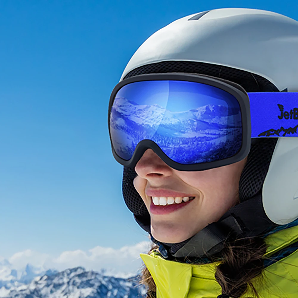 

Ski Goggles for Men and Women, Otg Compatible for Nearsightedness, Double-Layer Anti-Fog, Spherical Lens, Uv400 Protection, Reflective Lenses, Helmet Compatible, Professional Snowboard and Ski Goggles