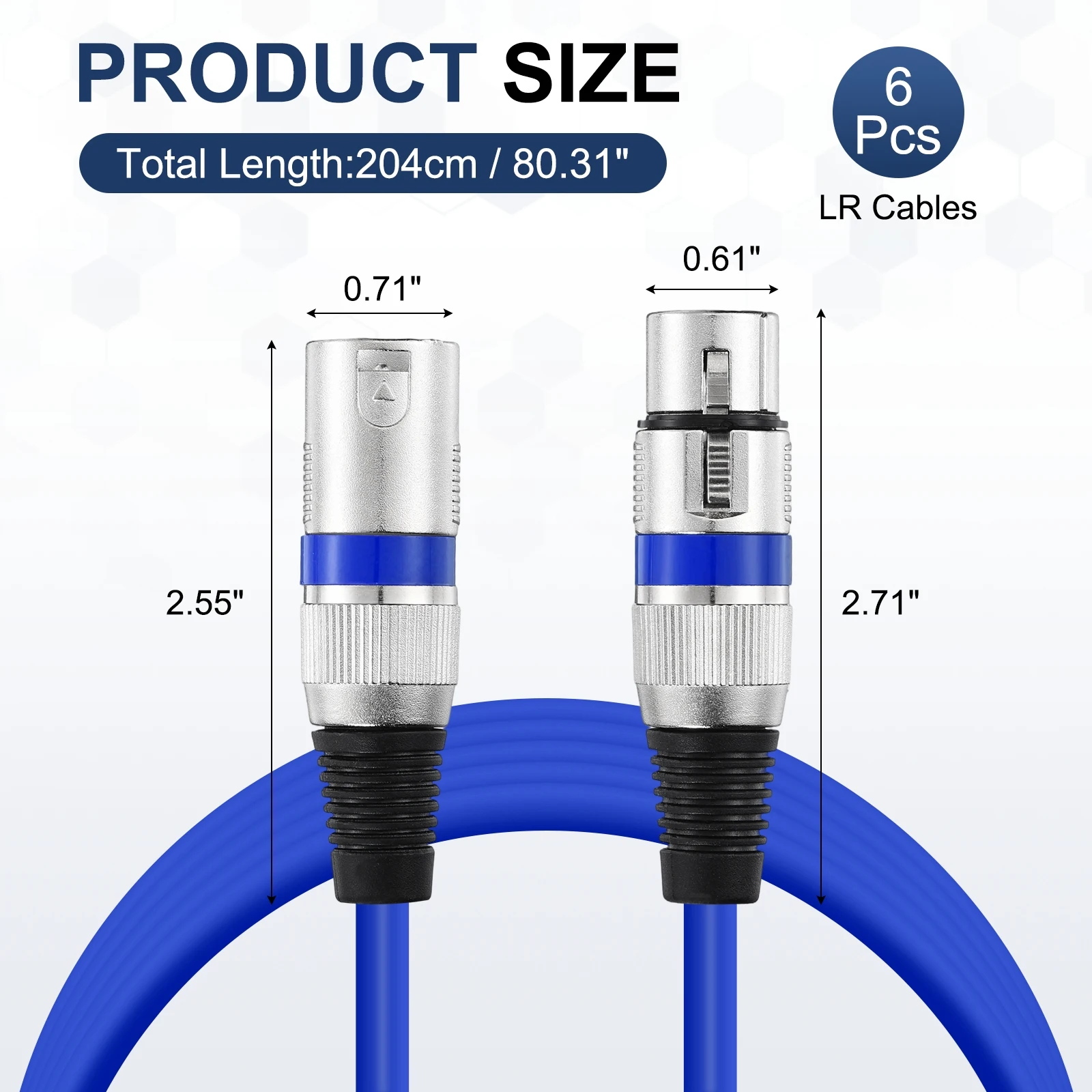 6Pcs XLR Cables 1.5ft-6.5ft Microphone Cable XLR Male to Female 3-pins Balanced Microphone Accessories Patch Speaker for Studios